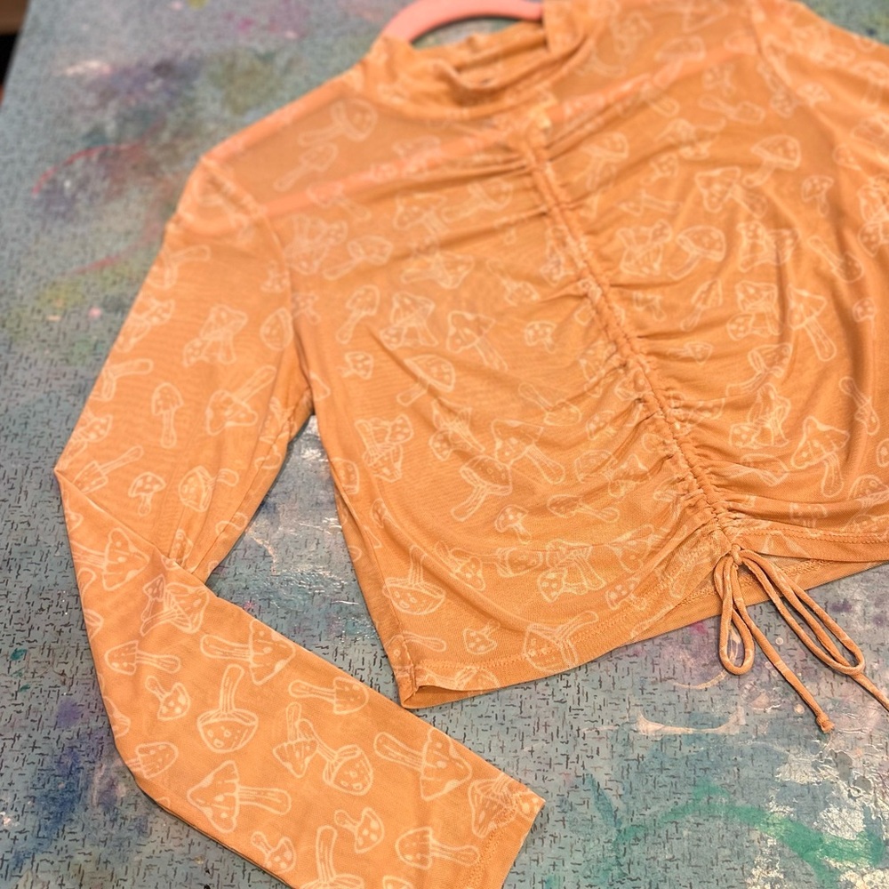Sheer Netted Mushroom Top